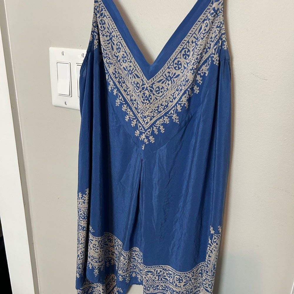 HD in Paris Blue Printed Maxi Dress with Ivory Border